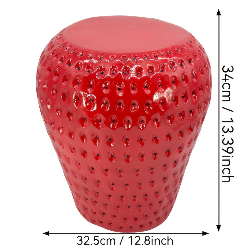 Strawberry Fruit Stool, 13.4"Oversized Resin Stool, Side Table, Home Decor Plant Stand Garden Indoor Outdoor Decorations, Multi-Purpose Innovative Garden Furniture