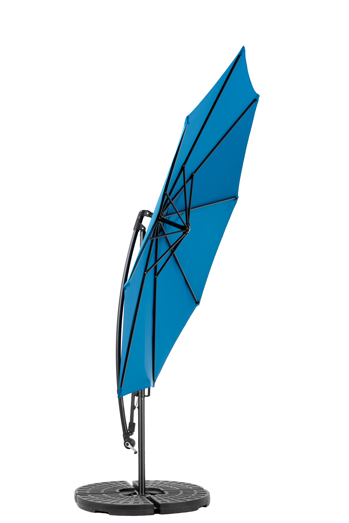 Best Choice Products 10ft Offset Hanging Market Patio Umbrella w/Easy Tilt Adjustment, Polyester Shade, 8 Ribs for Backyard, Poolside   -  ( Dark blue ) (No Base)