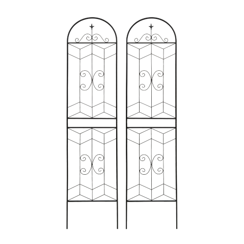 87 in. Black Outdoor Metal Garden Decor Trellis Set of 4, Rustproof, for Climbing Support Plants and Flower