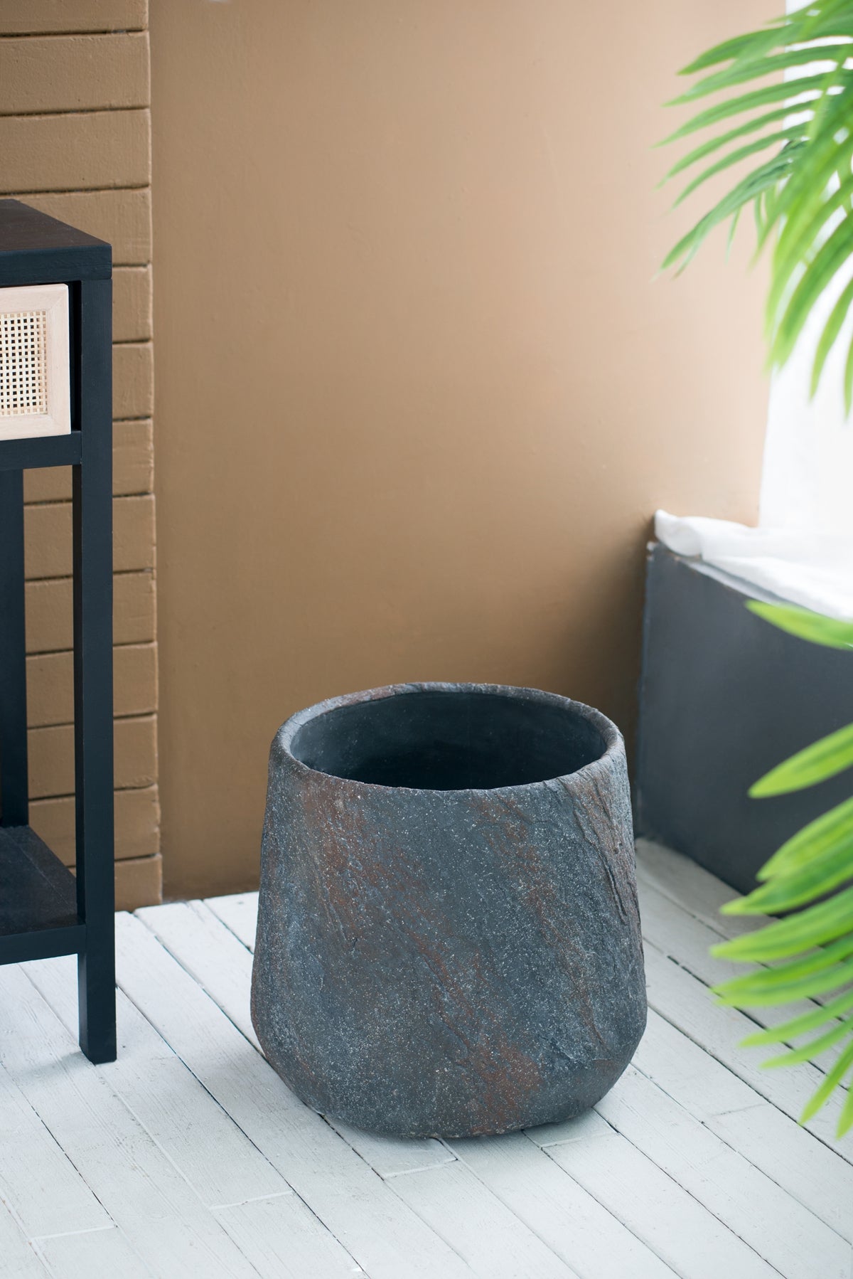 14.2x14.2x13.4" Cement Planter Large, Indoor Outdoor Garden Functional Decor
