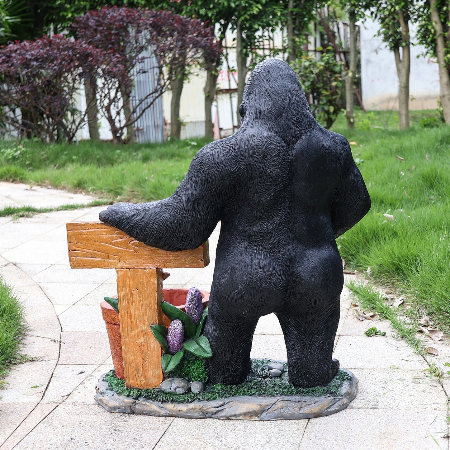Outdoor Garden Sculpture Chimpanzees  Flower Pot Planter - Unique Yard Statue Decoration, Interesting Law Outdoor Ornament
