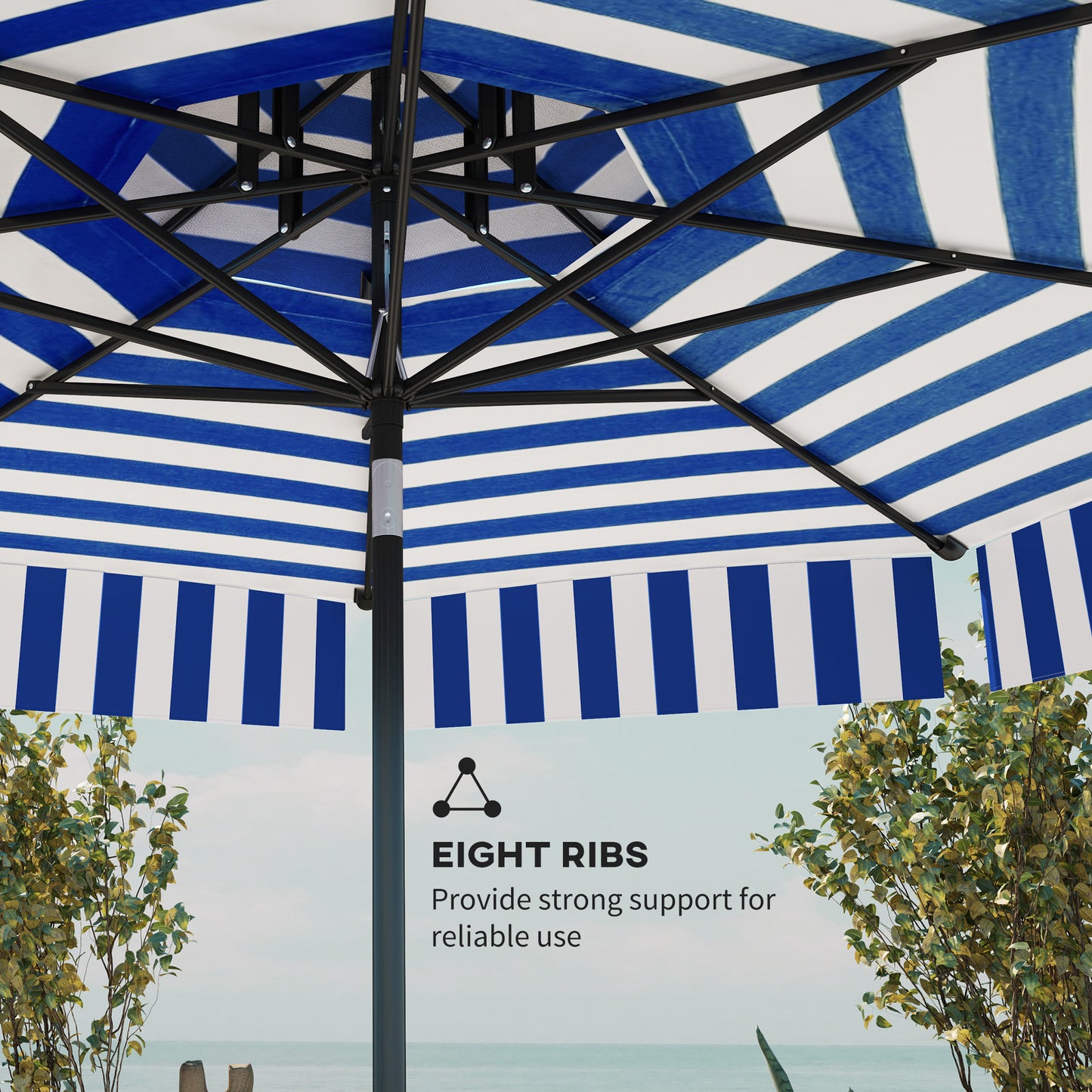 2-Tier Vented Patio Table Umbrella,Outdoor Market Umbrella,Patio Umbrella with Crank 8 Ribs,Tiltable Porch Umbrella,for Outdoor