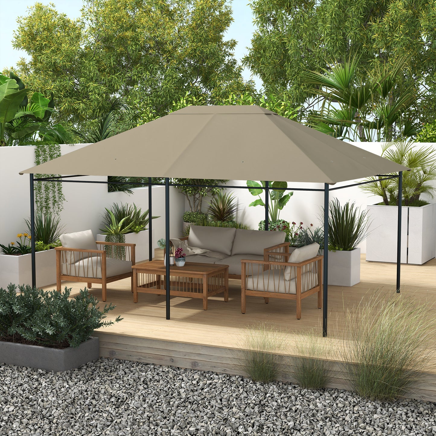 Outsunny 10' x 13' Gazebo Canopy Replacement, Outdoor Gazebo Cover Top Roof Replacement with Vents and Drain Holes, (TOP COVER ONLY), Khaki