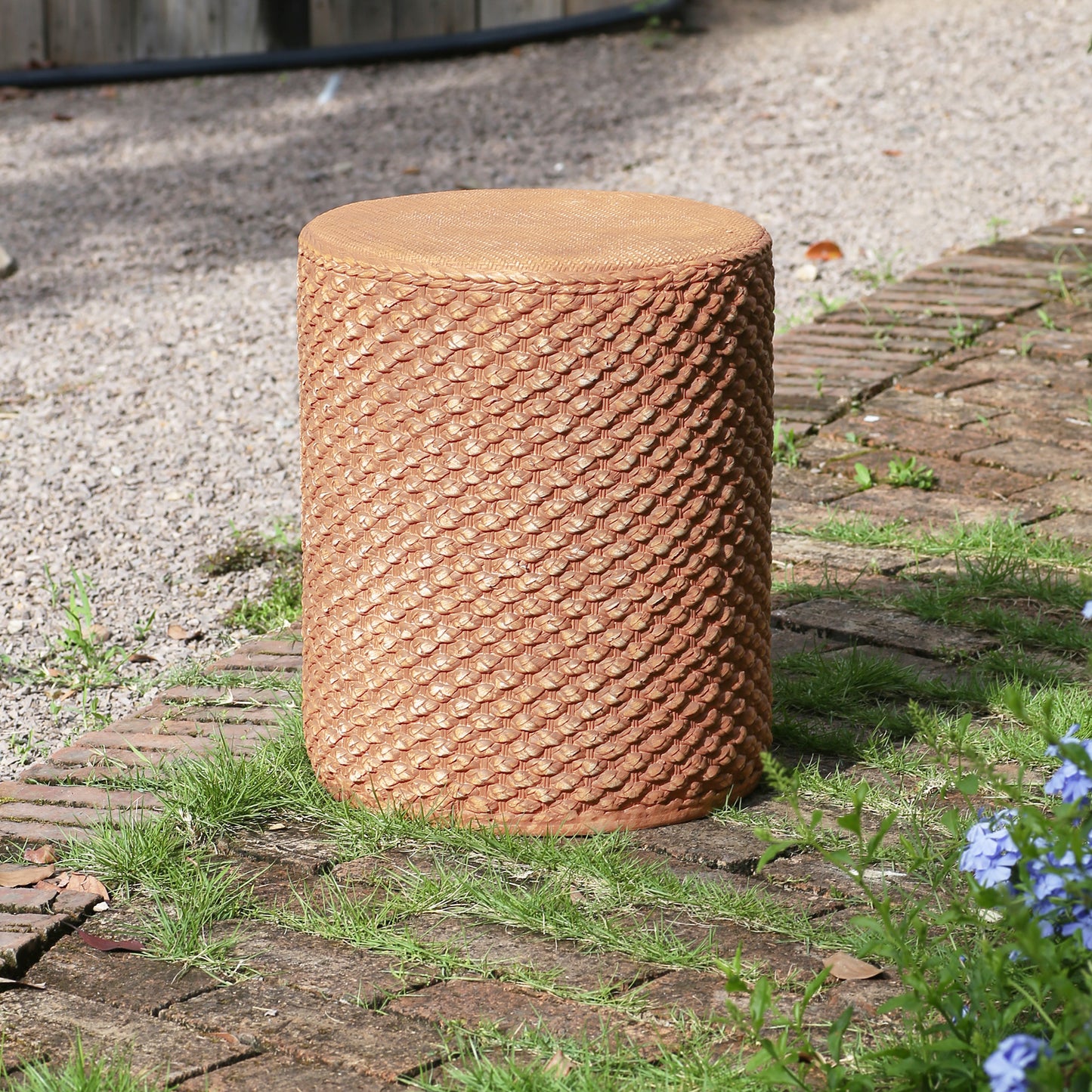Evie Outdoor Patio Round MGO Side Table, Brown