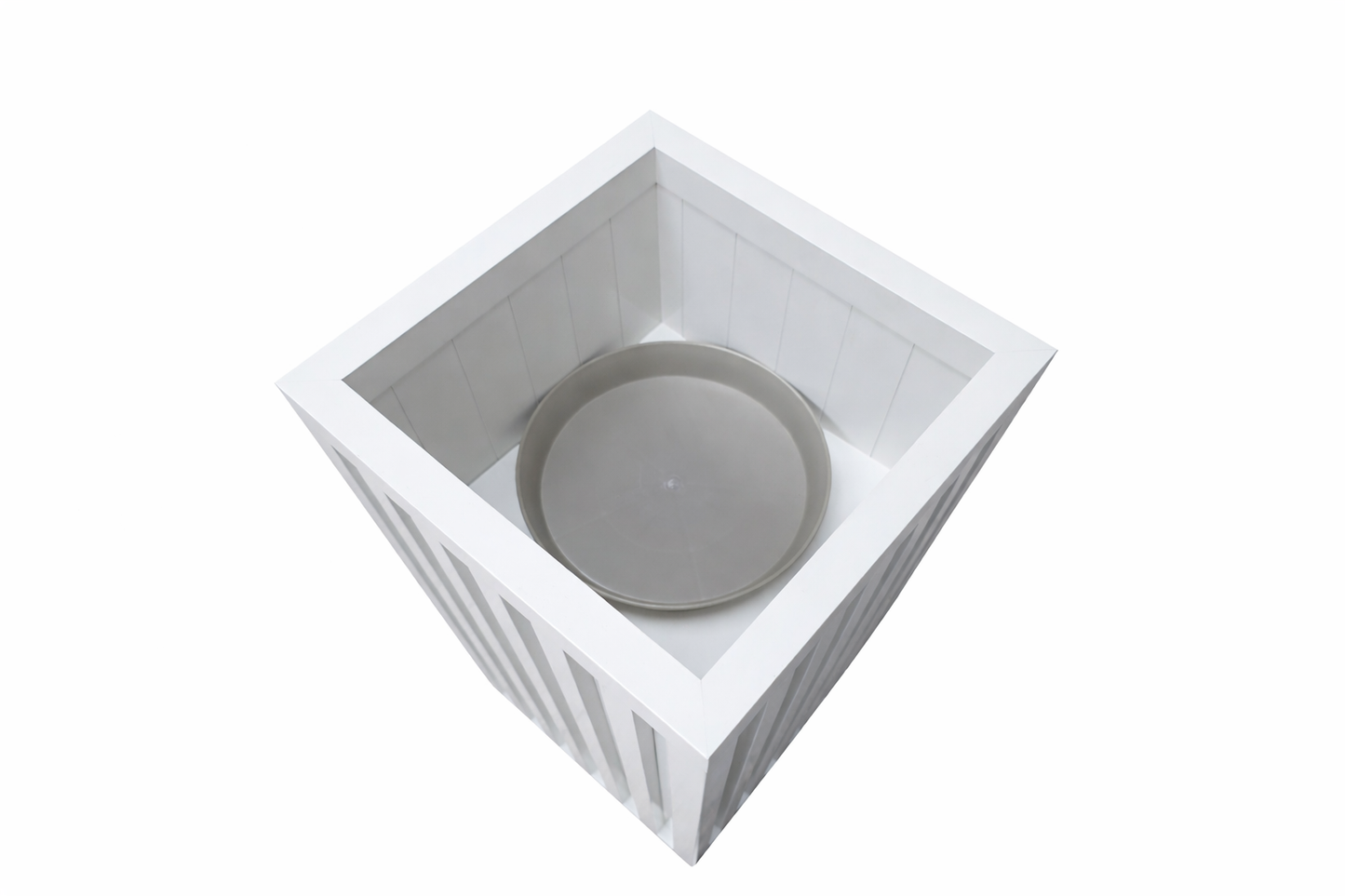 Square Grove Column Planter - White