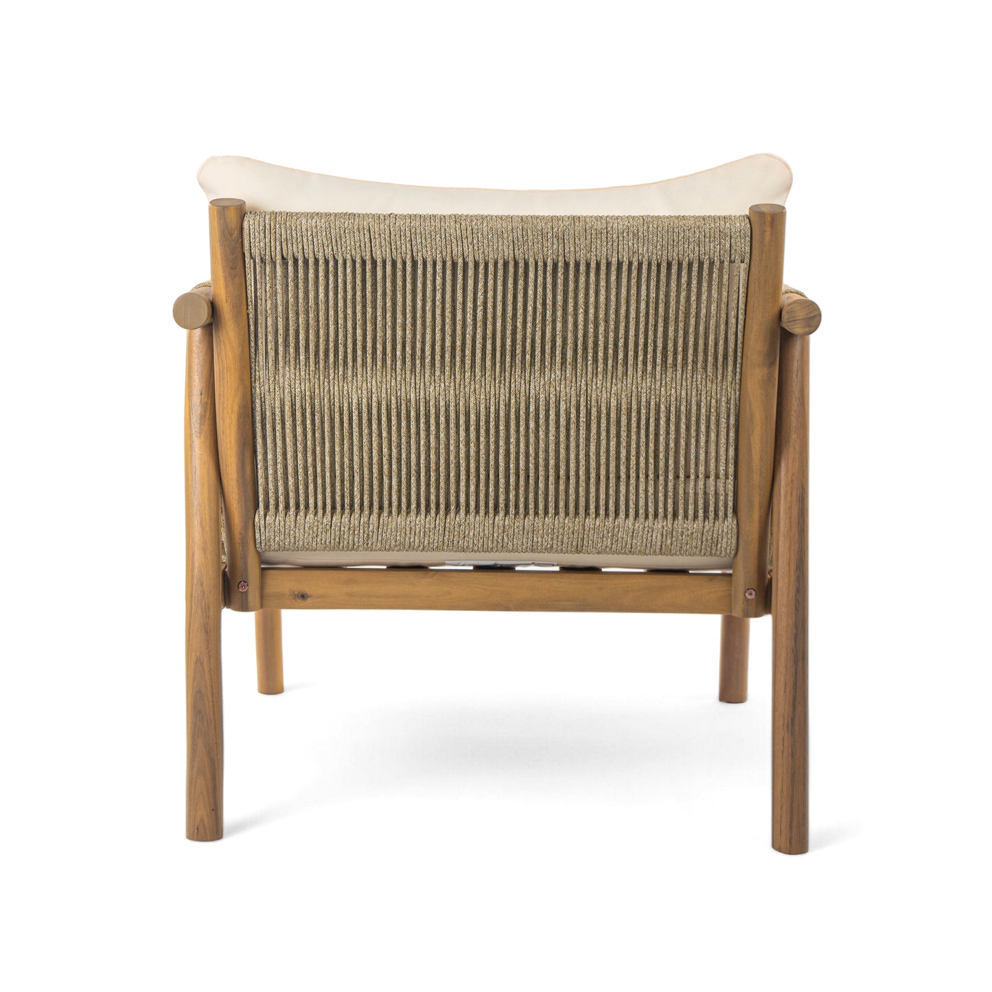 28" Modern Outdoor Woven Lounge Chair with Solid Wood Frame and Comfortable Polyester Cushions, Perfect for Patio, Garden, or Balcony