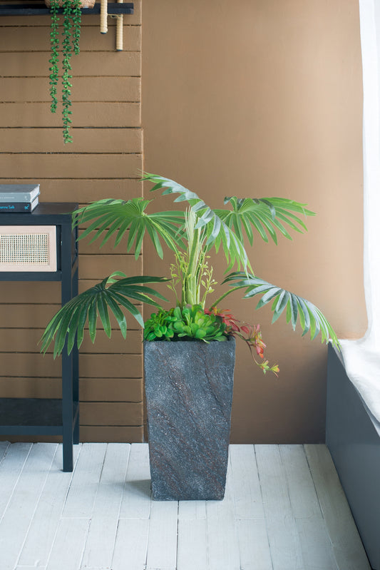 9.4x9.4x18.1" Cement Planter Large, Indoor Outdoor Garden Functional  Decor