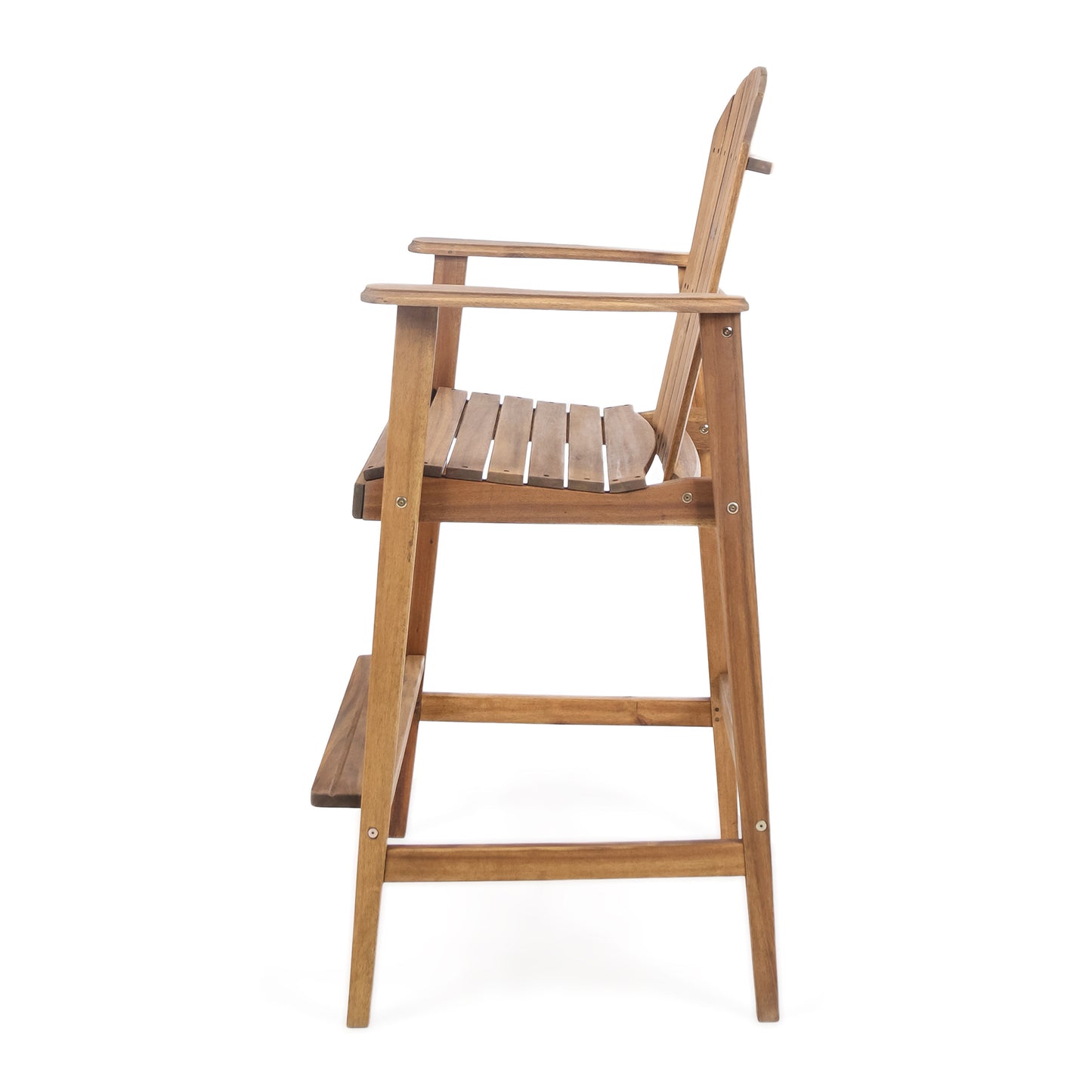 Outdoor Acacia Wood Adirondack Barstools, Set of 2, Natural Stained