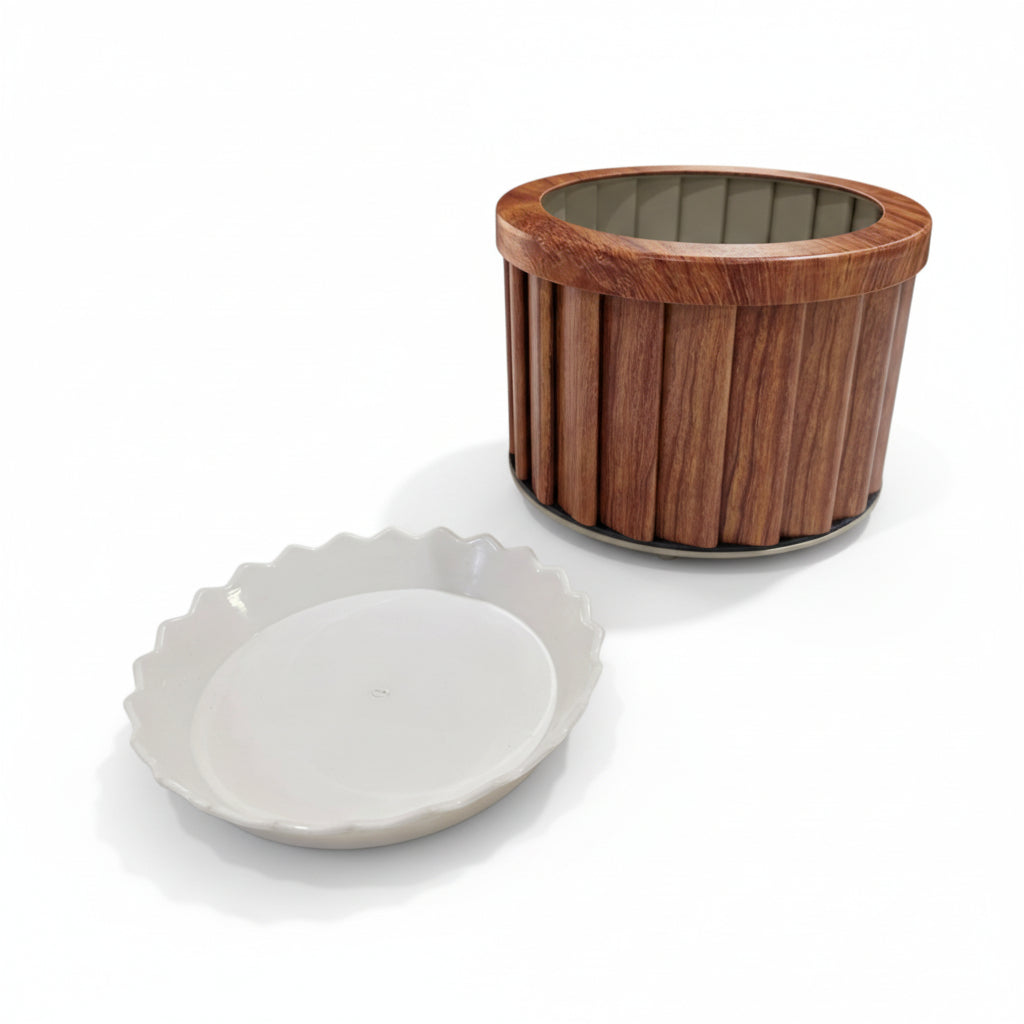 Round Strata Planter MD - Medium Brown