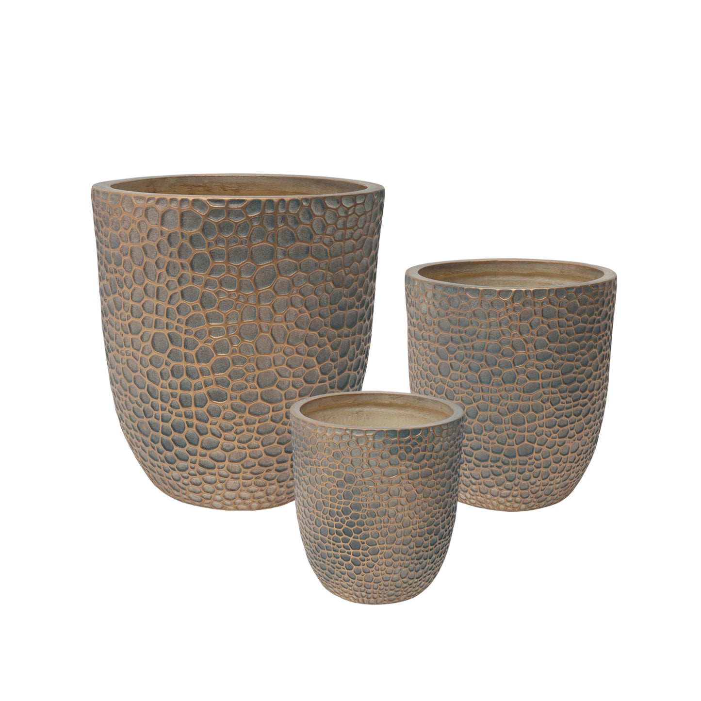 Large Outdoor Indoor Planter, 15.75"+11.4"+7.87" Dia Round Magnesium Oxide Planter Set of 3, Flower Pots with Drainage Holes,  Planter for Garden, Patio, Home