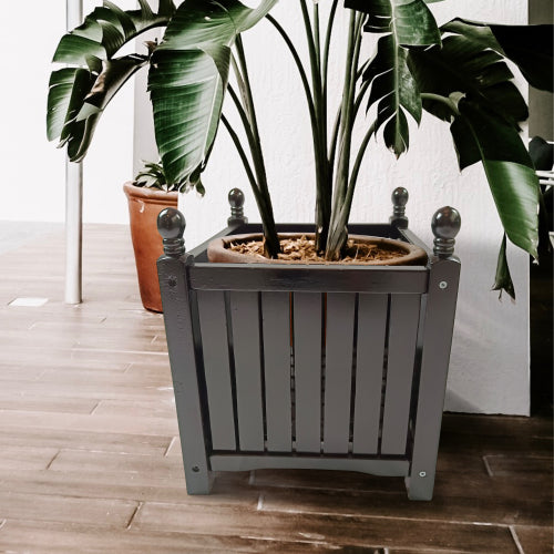 Wood Outdoor Square Wooden Flower and Herb Pot for Garden, Porch and Patio, Plant and Vegetable Container, Planter