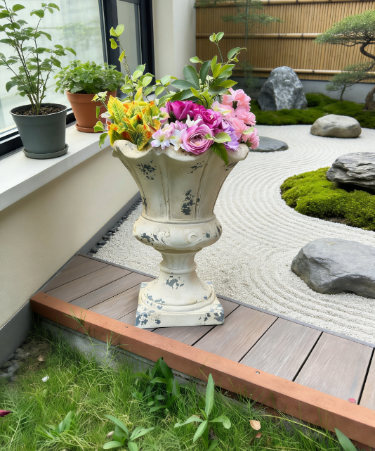MGO Garden Planter, Garden decoration and planting,Color Antique White, Side 16.33"Wx16.33''Dx21.45"H