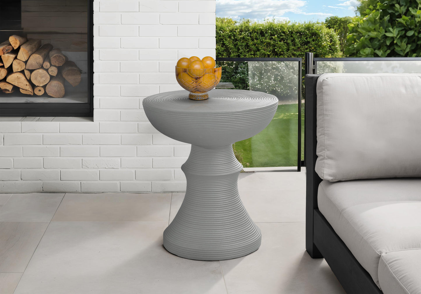 Accent Table, 25"h, Indoor Or Outdoor, Side Table, End, Bedroom, Living Room, Nightstand, Round, Grey, Contemporary, Modern