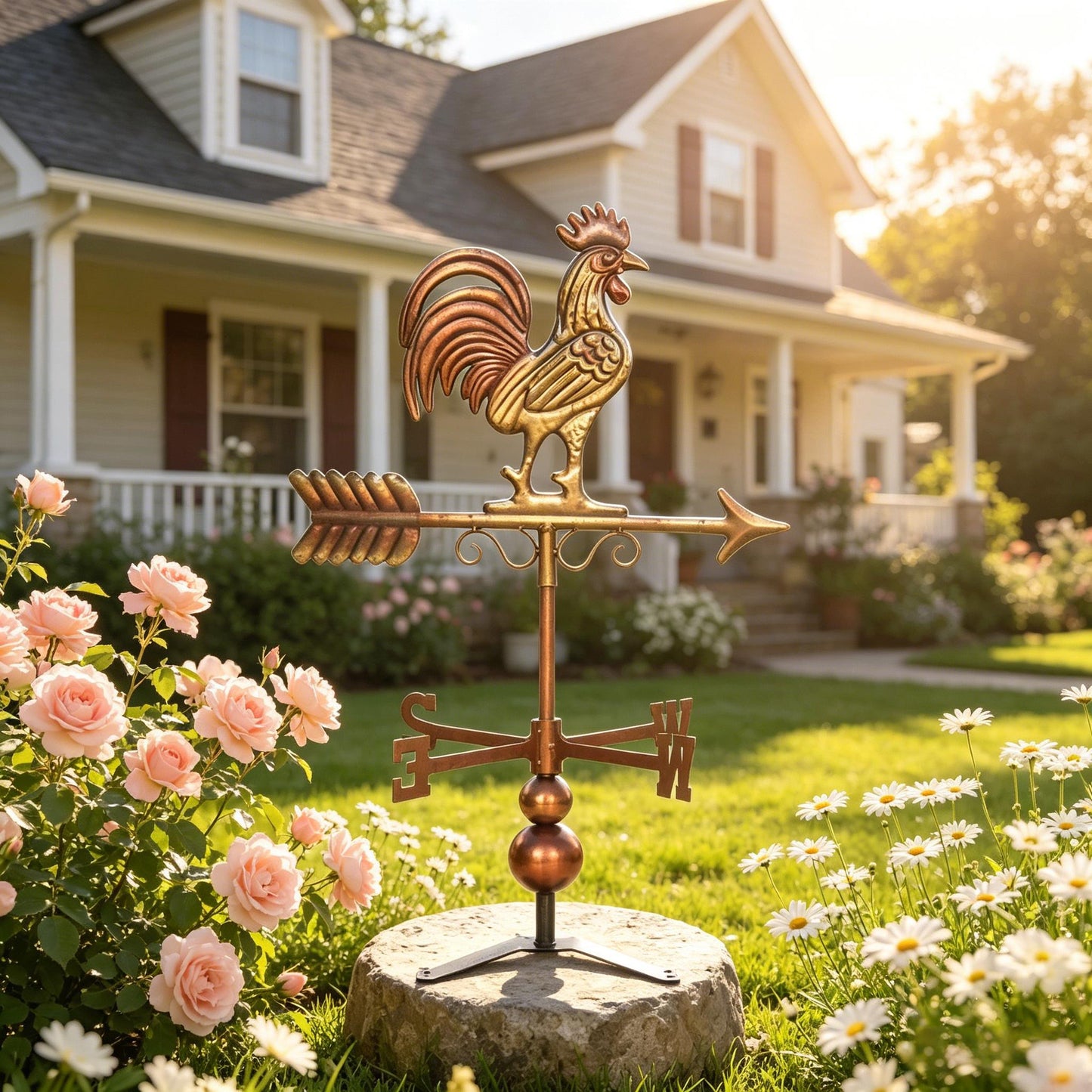 Classic Weather Vanes,Roof Mount Wind Direction Indicator,Rooster Weathervane