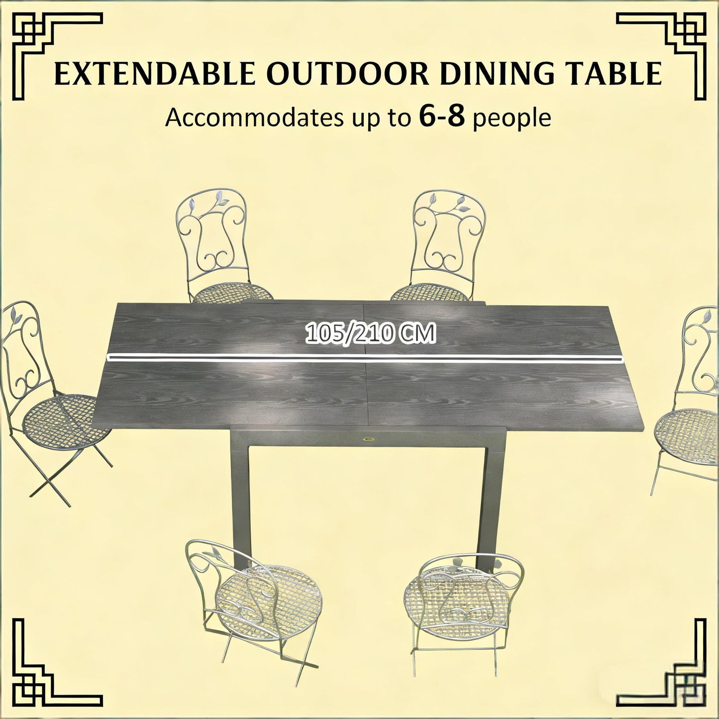 Outdoor Table,Aluminum Frame Rectangle Outdoor Table