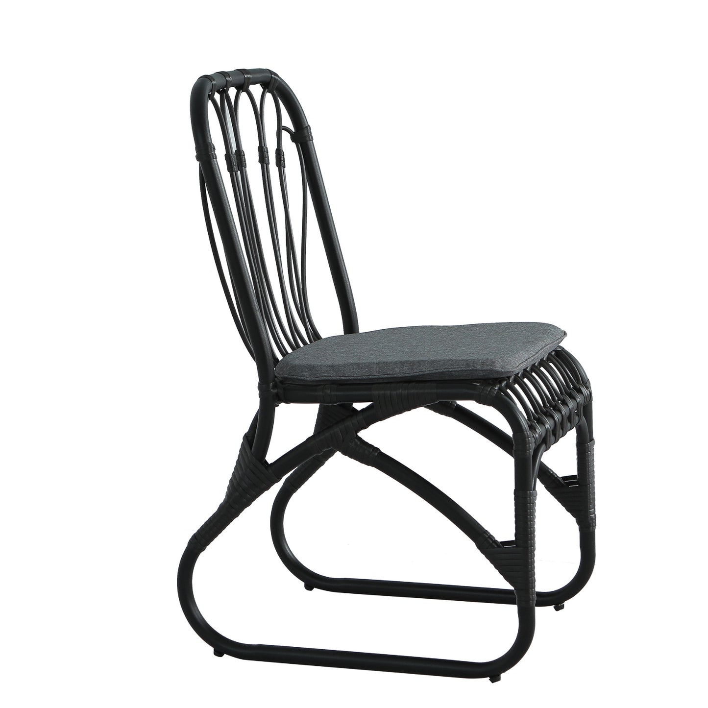 Outdoor PE Wicker Dining Chairs with Washable Cushion Set of 2, Outdoor Rattan chairs for Backyard, Poolside, Garden,Patio,Grey