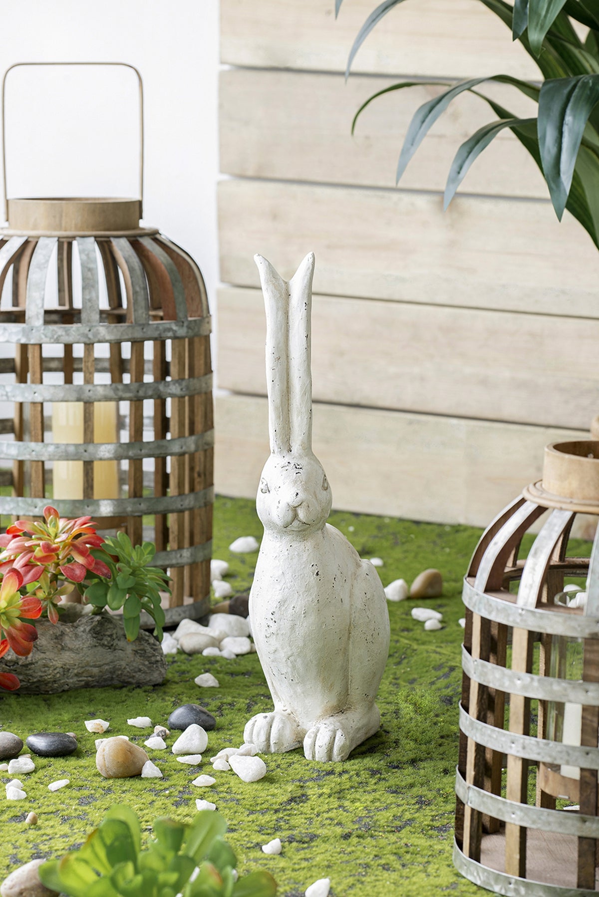 8.3x5.1x18.5" White Rustic Rabbit Figurine, Small