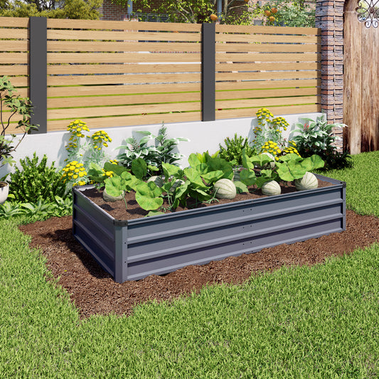 6x3x1ft 2pcs large Garden Bed Kit, Grey Galvanized Metal Outdoor Garden Boxes, Suitable for Outdoor Ground Gardens for Growing Plants, Vegetables Flowers Herb