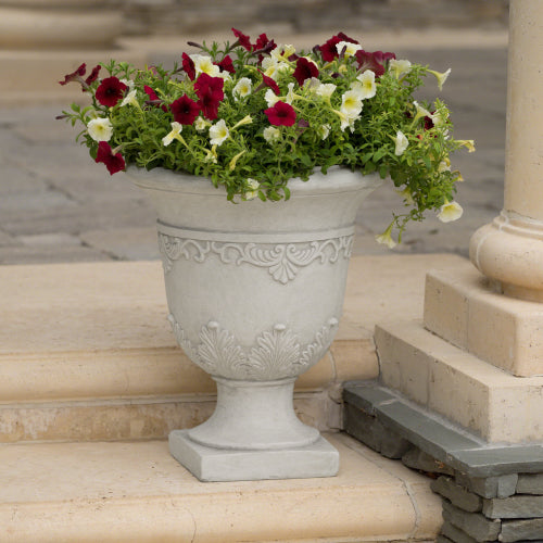 17 in. W x 20 in. H White Stone Urn