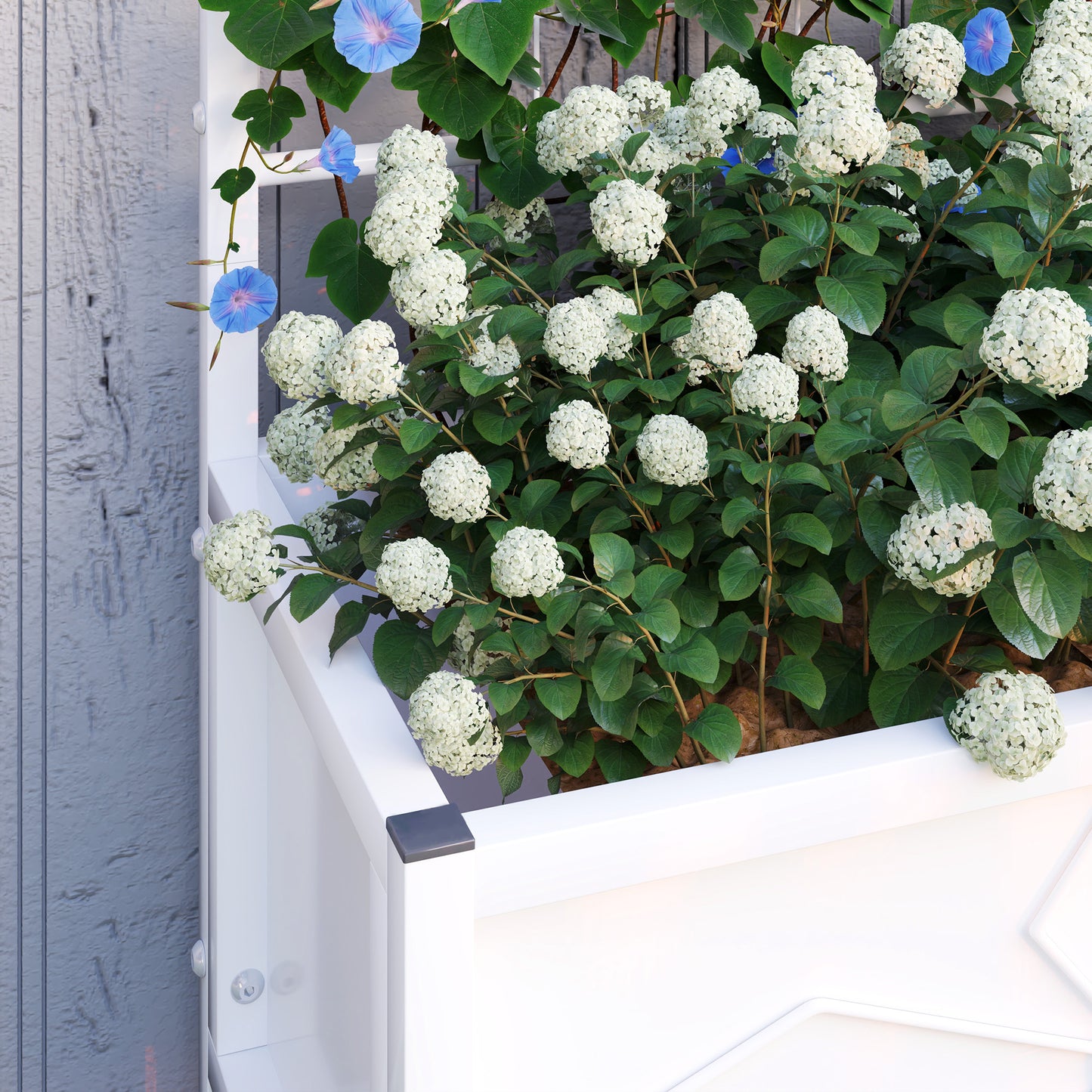 Outsunny Galvanized Raised Garden Bed with Trellis for Climbing Vines Vegetables Flowers, Outdoor Planter Box, 35.4" x 15.7" x 47.2", White