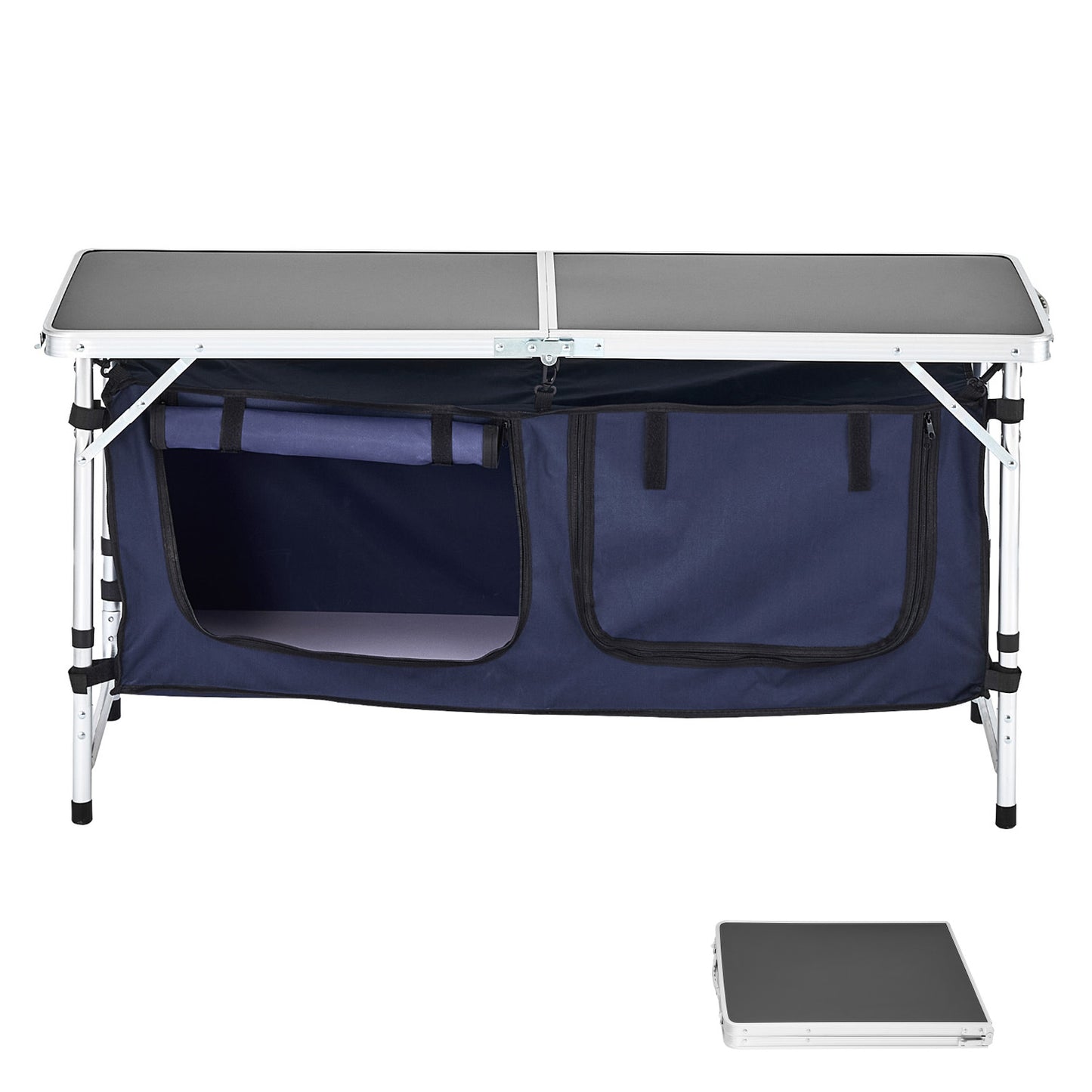 Camping Kitchen Table Folding Portable Cook Station 3 Adjustable Height Aluminum
