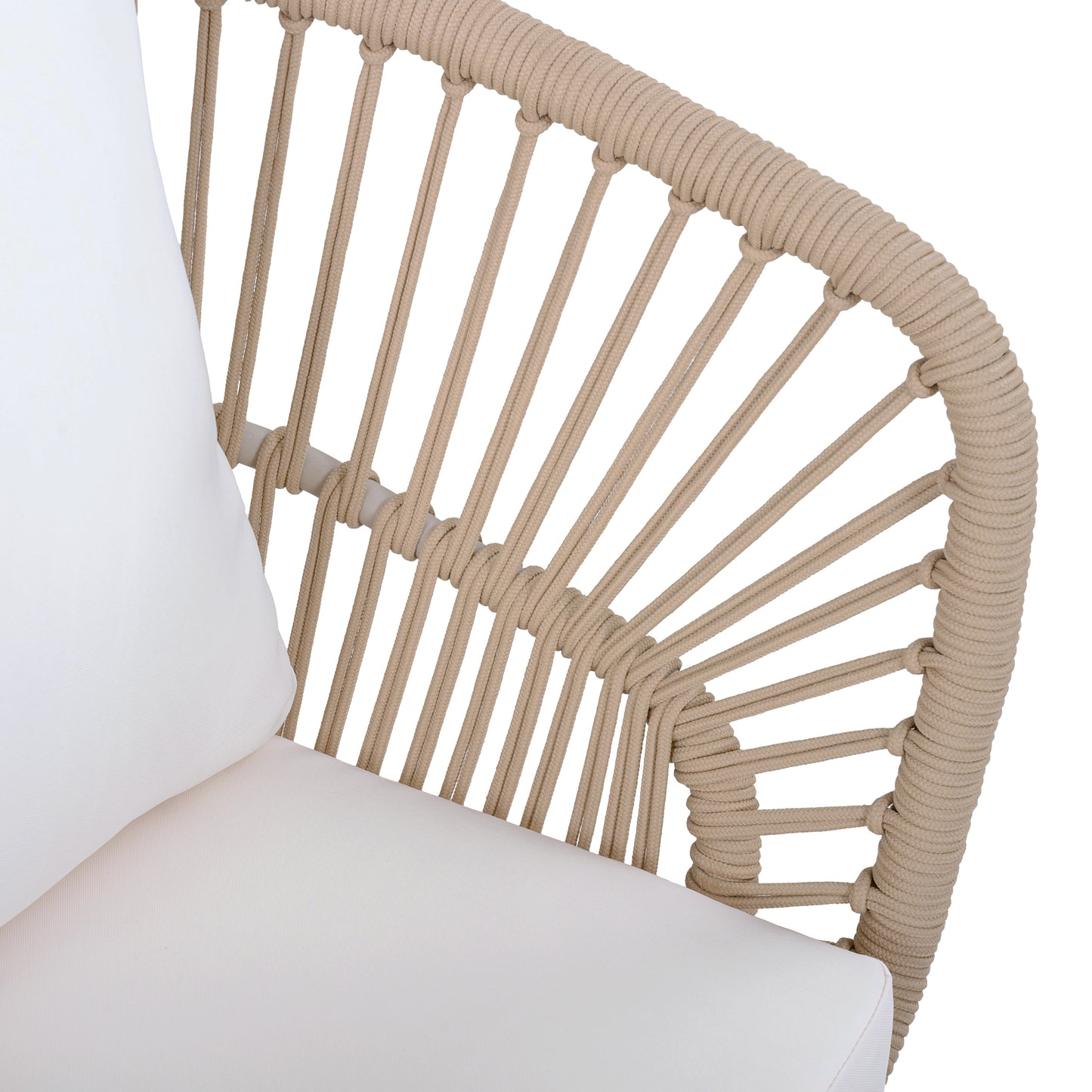 Outdoor Dining Chair MP1 - Teak Finish Wicker & Beige Steel Frame, 300LBS Weight Capacity, Includes Cushion