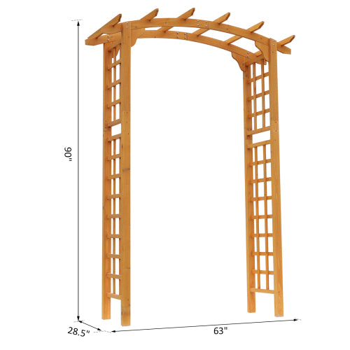 90 in. x 63 in. Wood Arbor, Wedding Arch for Ceremony, Outdoor Garden Pergola Arch Trellis for Plant Climbing