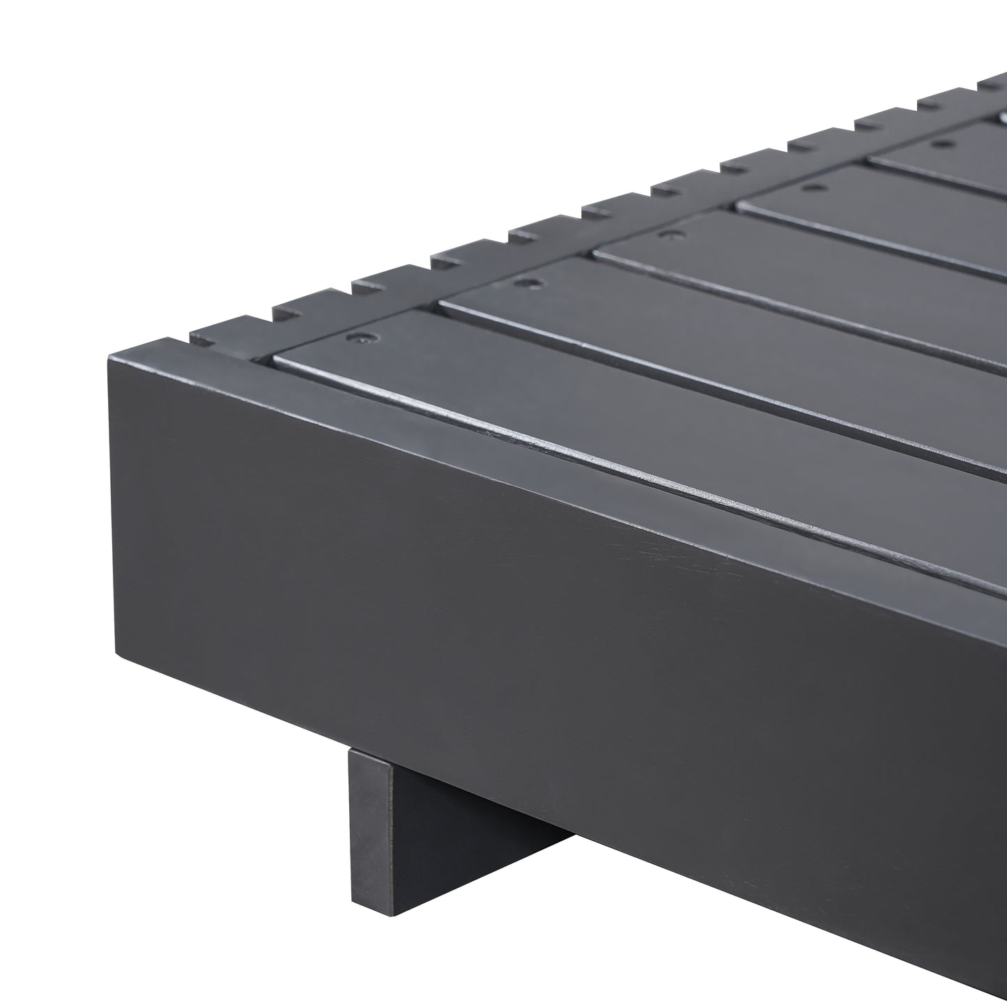 Dark Grey Acacia Solid Wood Outdoor Chaise Lounge with  Dark Grey 3-Fold Water-Repellent Cushion, 400lbs Capacity,  Modern Patio Sun Lounger for Garden, Poolside