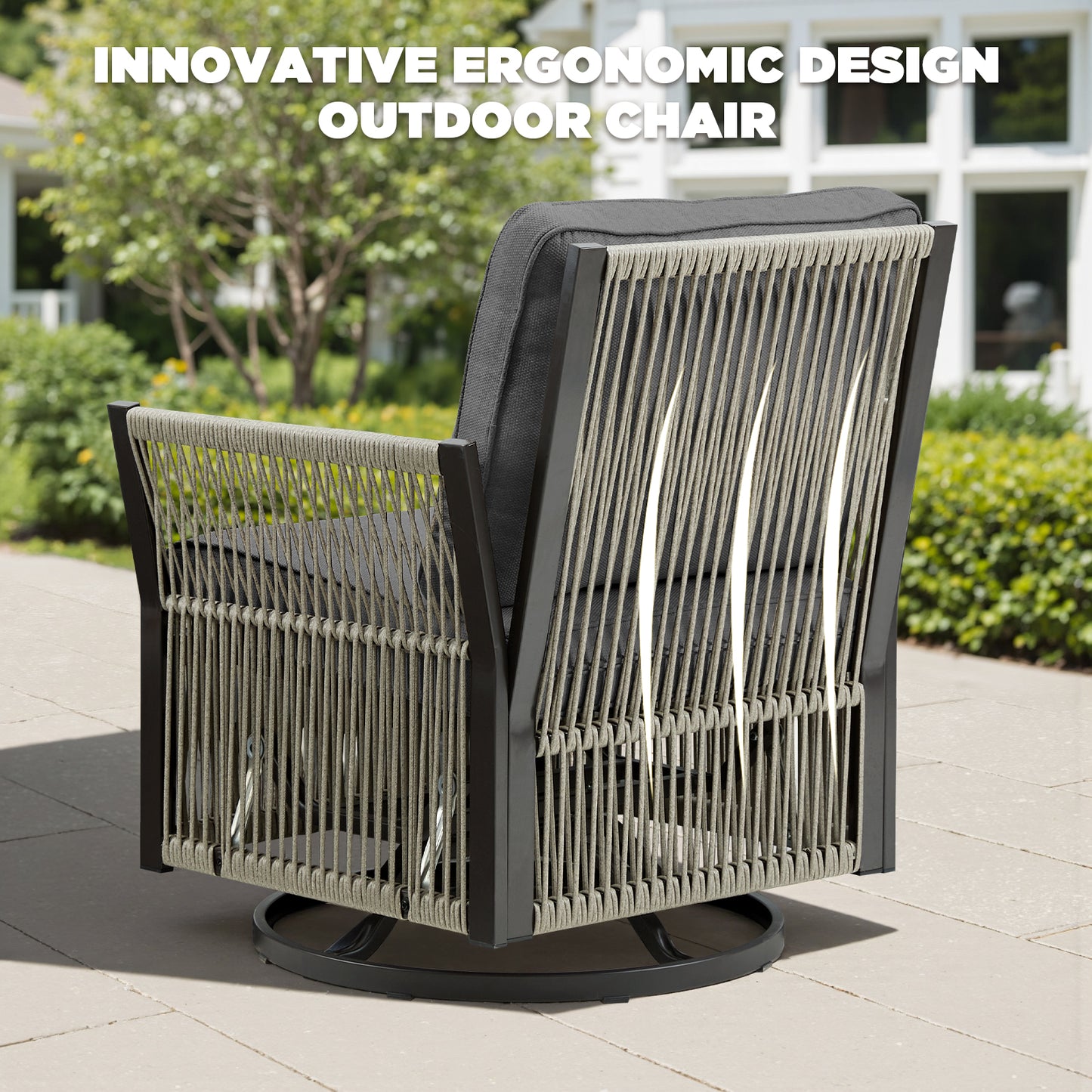 Outdoor Swivel Rocker Patio Chairs Set of 2, Wicker Furniture Swivel Patio Chairs Ideal for Porch, Poolside, Deck, and Yard in Gray