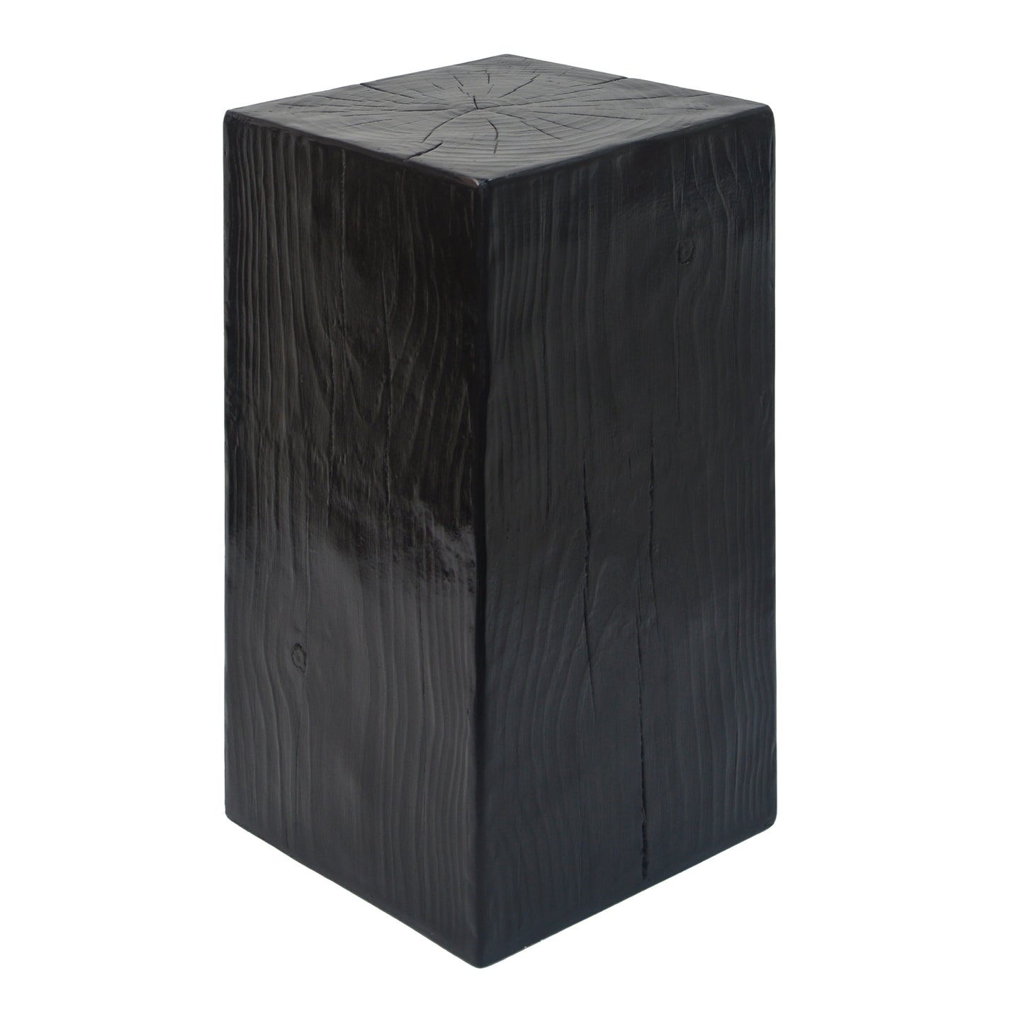 Wood-Look Square-Column MGO End Table,  H27.75",Wood-Like Distressed Finish, Mix with Different Heights, Indoor Outdoor Use,Black Color