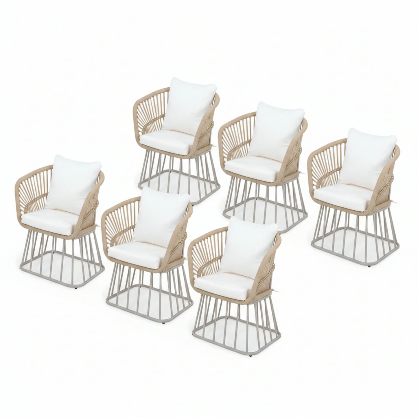 Outdoor Dining Chair MP1 - Teak Finish Wicker & Beige Steel Frame, 300LBS Weight Capacity, Includes Cushion