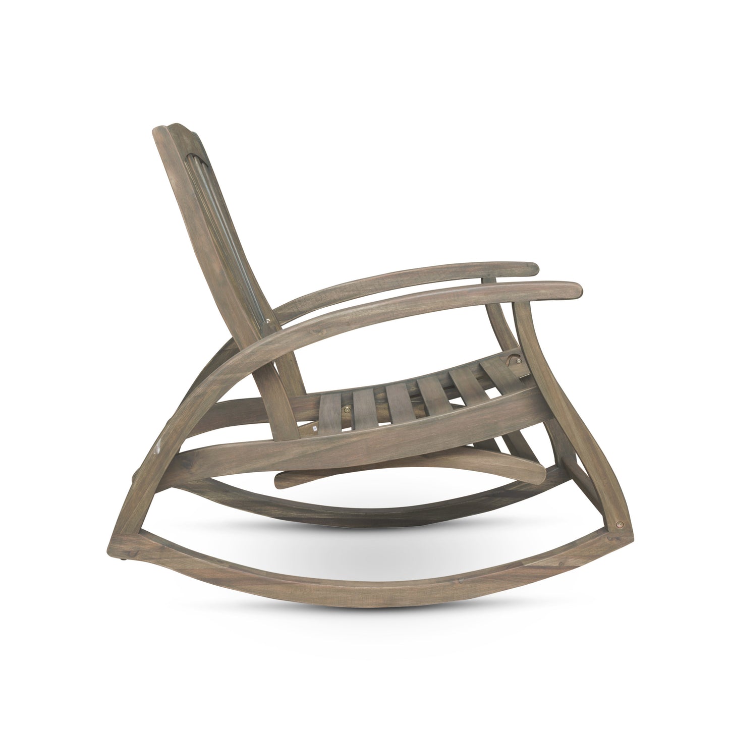 Outdoor Acacia wood Rocking Chair with Retractable foot panel,Rocker Patio Rocking Chair for Porch, Patio, Balcony,