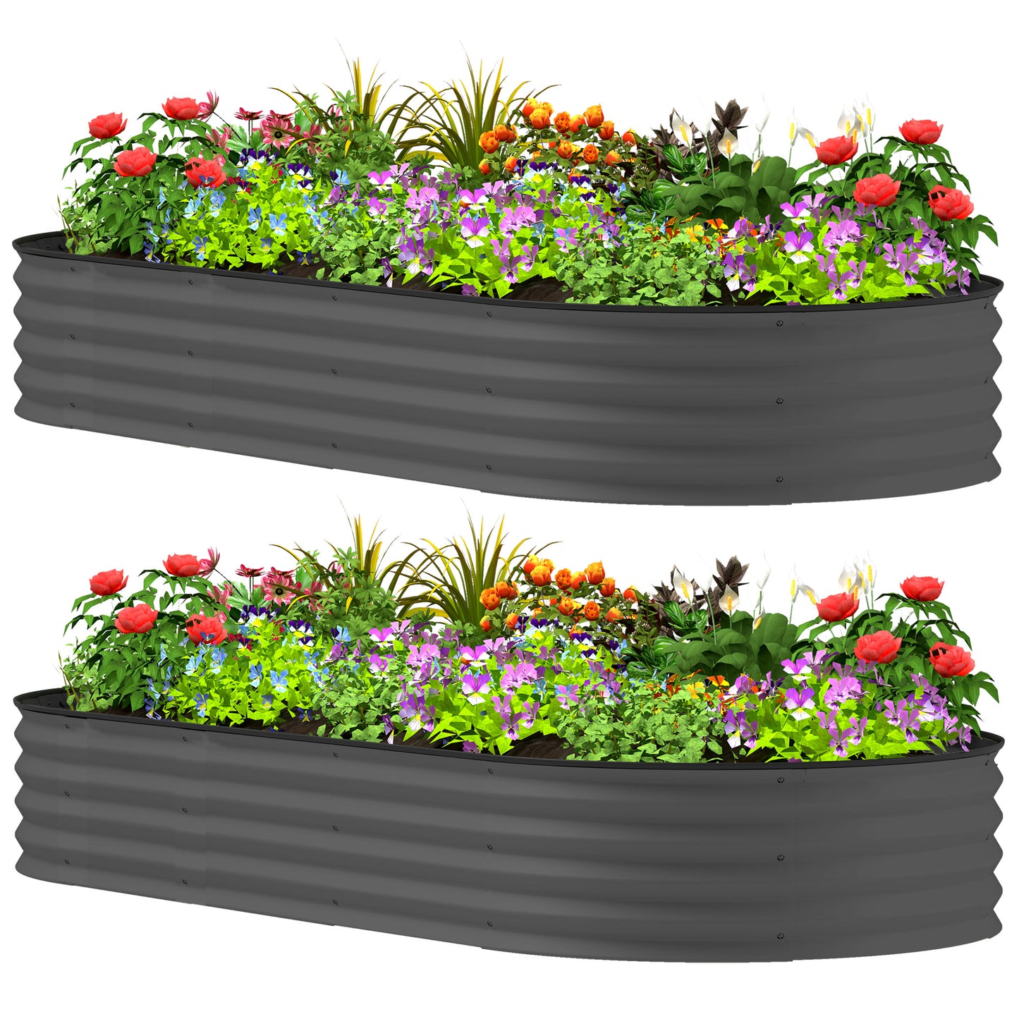 2PCS Raised Beds  7' x 3' x 1' Raised Garden Bed Set