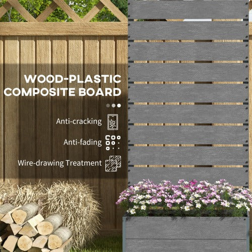 Outsunny Raised Garden Bed with Trellis for Climbing Plants, Planter Box with Self Draining Gap, Freestanding Trellis Planter for Outdoor, Patio, Deck, 35.75" x 15" x 70.75", Dark Gray