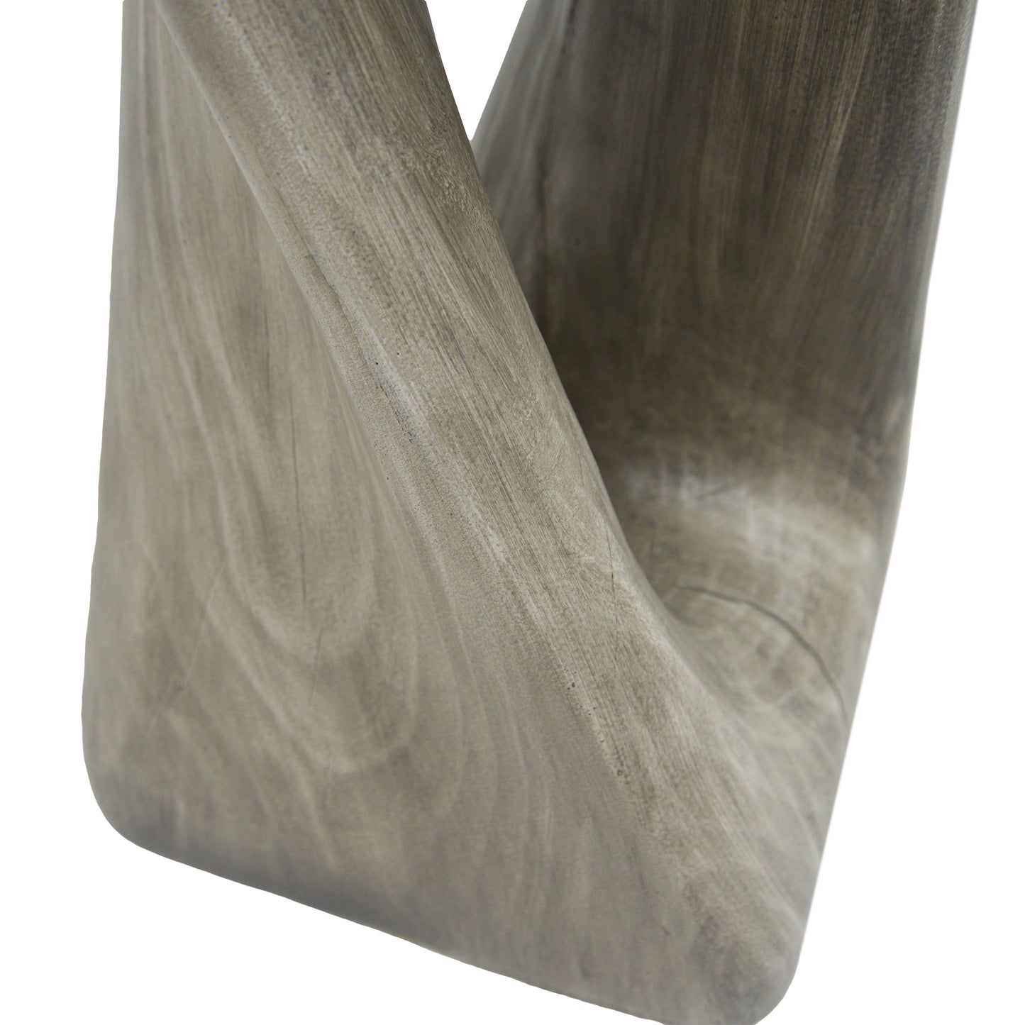 Outdoor Side Table,Twist Shape End Table,Decorative Accent Table,Garden Stool Table for Patio Balcony Beach Pool Side,Lightweight Concrete,Wood Like Texture,Grey Color