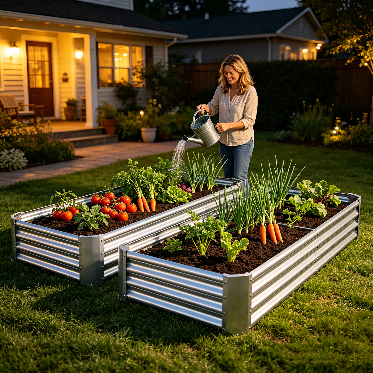 2PCS Silver 6×3×1ft Metal Raised Rectangle Garden Planter Beds