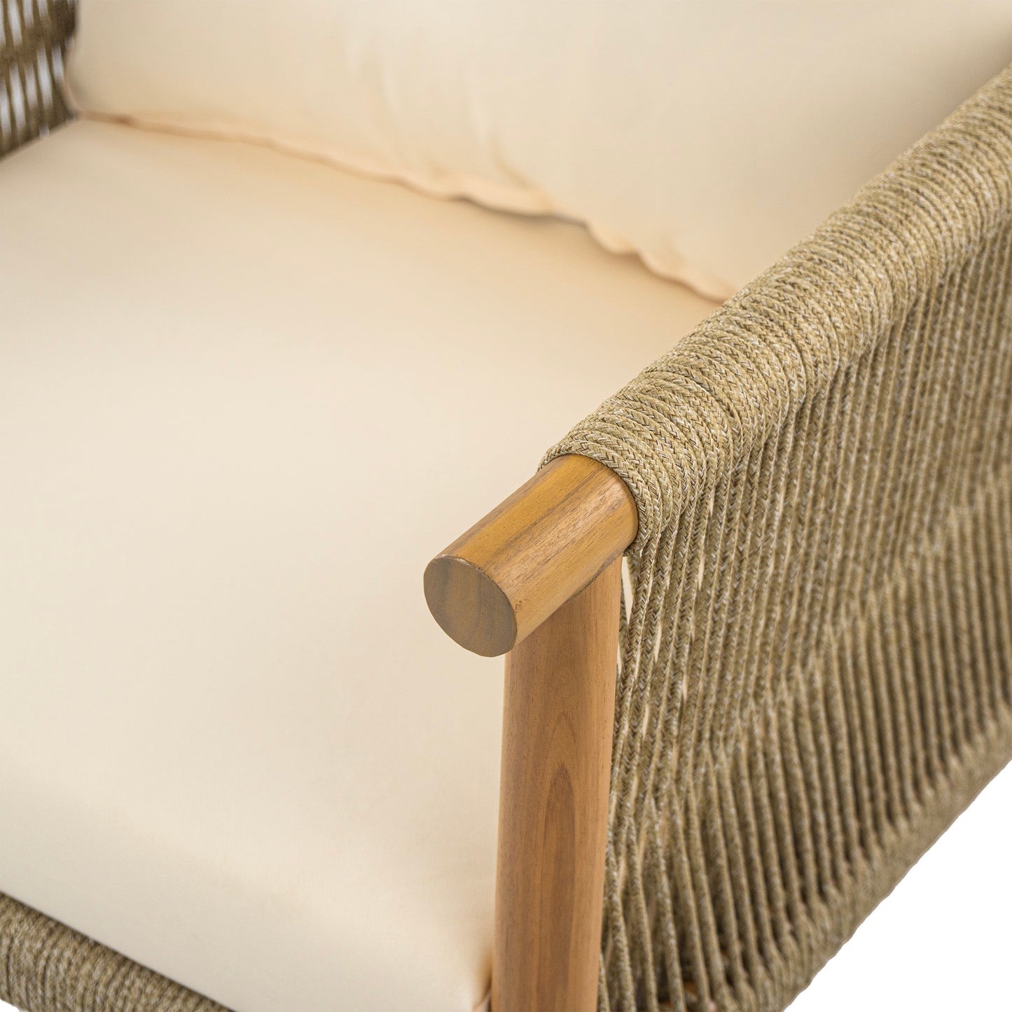 28" Modern Outdoor Woven Lounge Chair with Solid Wood Frame and Comfortable Polyester Cushions, Perfect for Patio, Garden, or Balcony