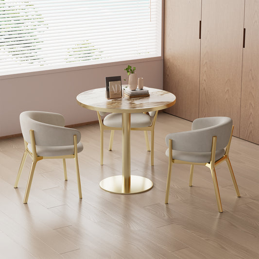 Round Modern Dinning Table 31.5 inches Bistro Table Tulip Table with Faux Marble top,Easy Assemble,Sturdy Metal Frame Diameter