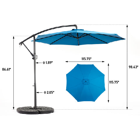 Best Choice Products 10ft Offset Hanging Market Patio Umbrella w/Easy Tilt Adjustment, Polyester Shade, 8 Ribs for Backyard, Poolside   -  ( Dark blue ) (No Base)