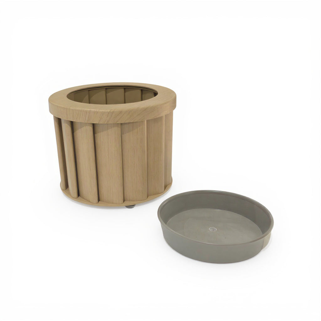 Round Strata Planter SM - Beige Brown