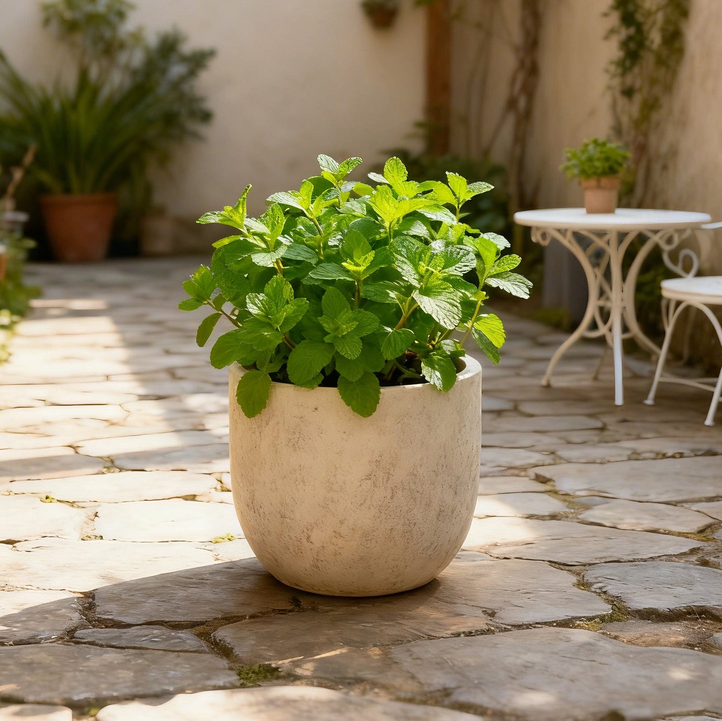 Large Outdoor Indoor Planter, 15.9"+12"+10" Dia Round Magnesium Oxide Planter Set of 3, Flower Pots with Drainage Holes,  Modern Design Planter for Home Garden Patio
