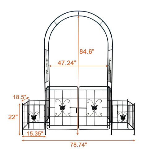 84.6 in. x 78.74 in. Metal Arch Garden Trellis for Wedding Ceremony Party Plant Climbing in Black