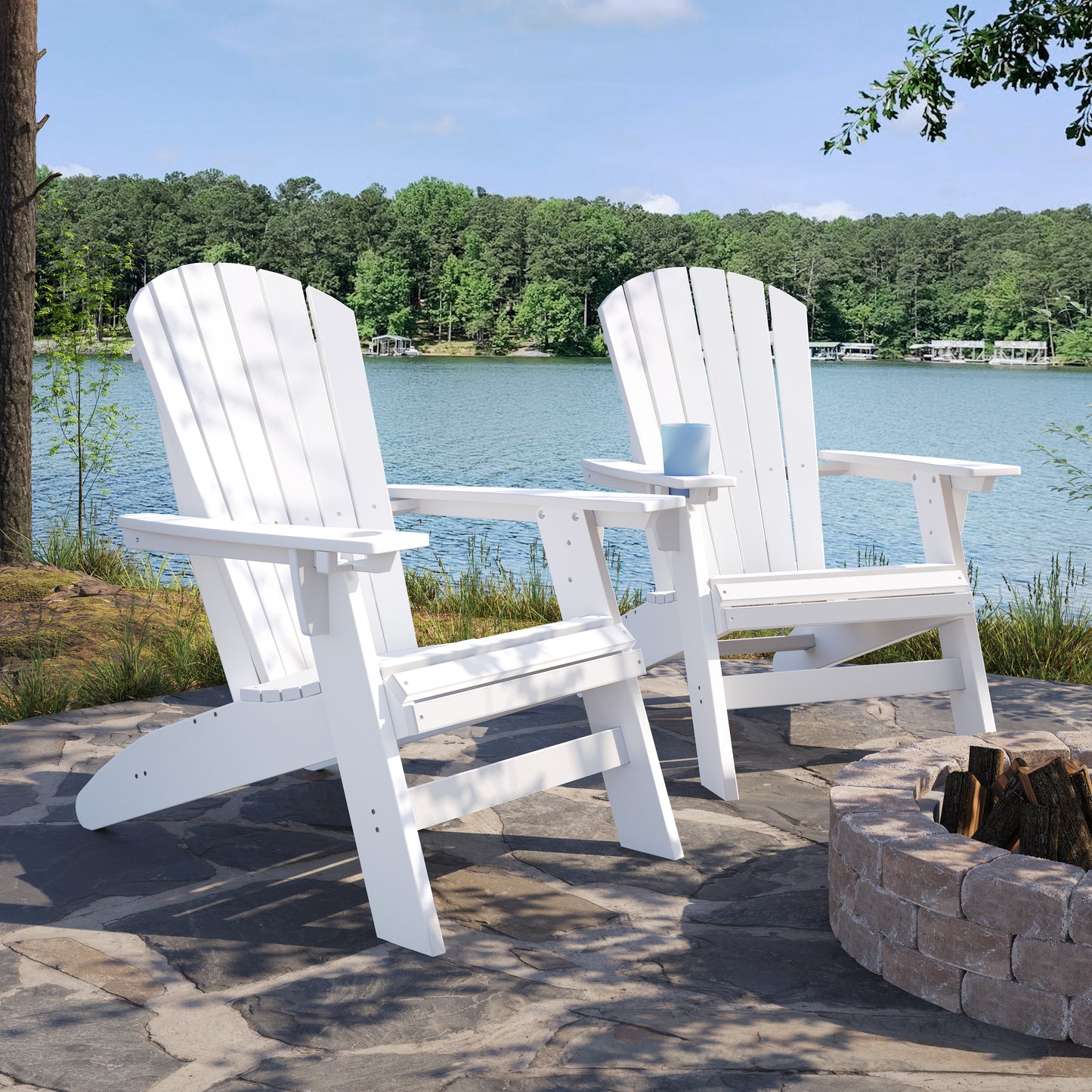 White Adirondack Chair – Sturdy HDPE Poly Lumber for Poolside, Patio, and Garden Relaxation