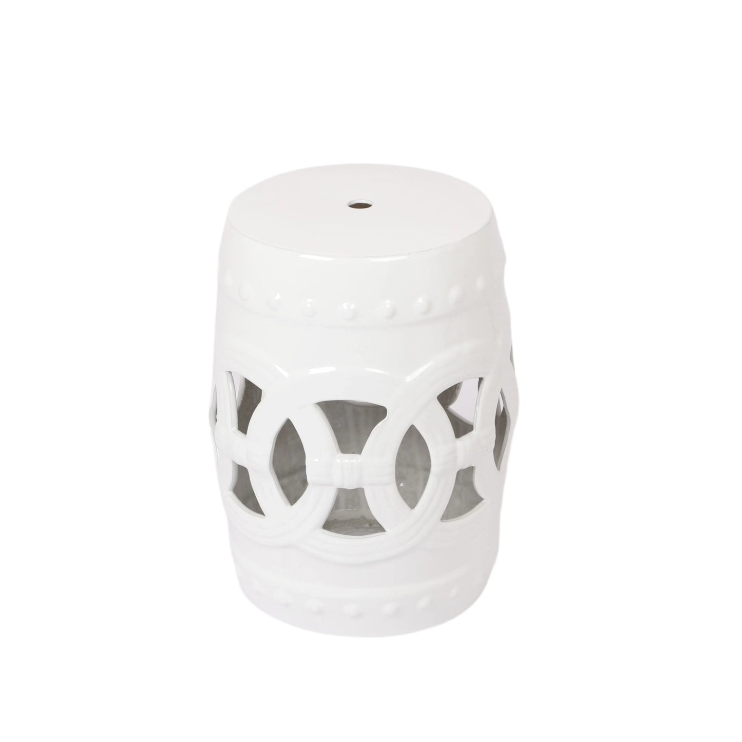 10.5" x 17" Glazed Ceramic Drum Stool - Indoor/Outdoor Side Table - Accent Garden Stool