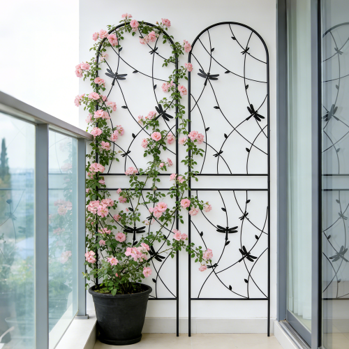 4-Pack Metal Garden Trellis 87 in. x 19.7 in. Rustproof Trellis Climbing Plants Outdoor Flower Support Dragonfly Deco