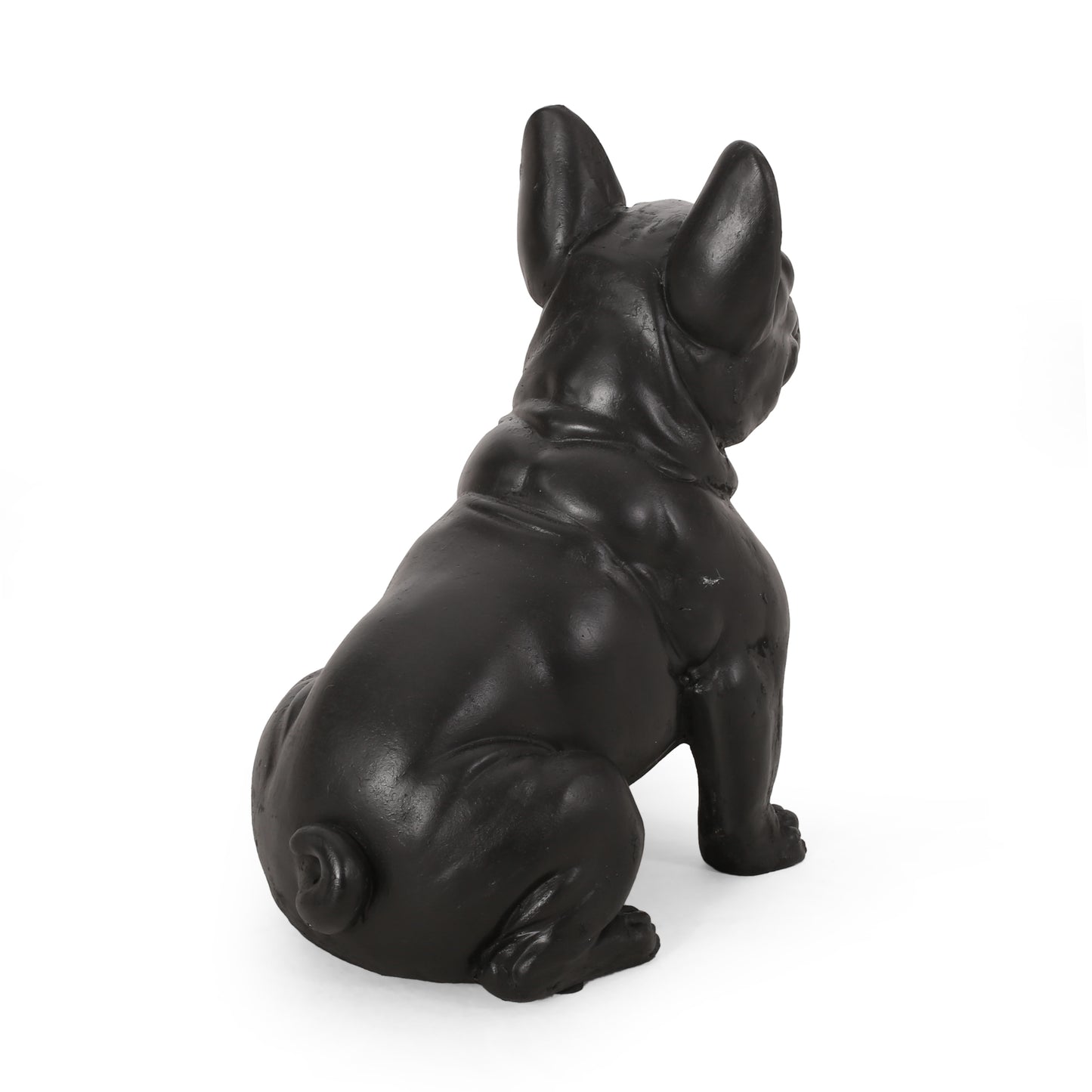 DOG GARDEN SCULPTURE, Outdoor French Bulldog Garden Statue, Matte Black, No Assembly Required