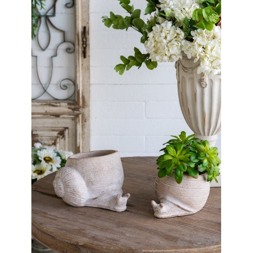 6 in. Beige Cement Decorative Vase,Decorative Snail Planter,Succulent Planter, Modern Flower Pots for Home, Office Decor