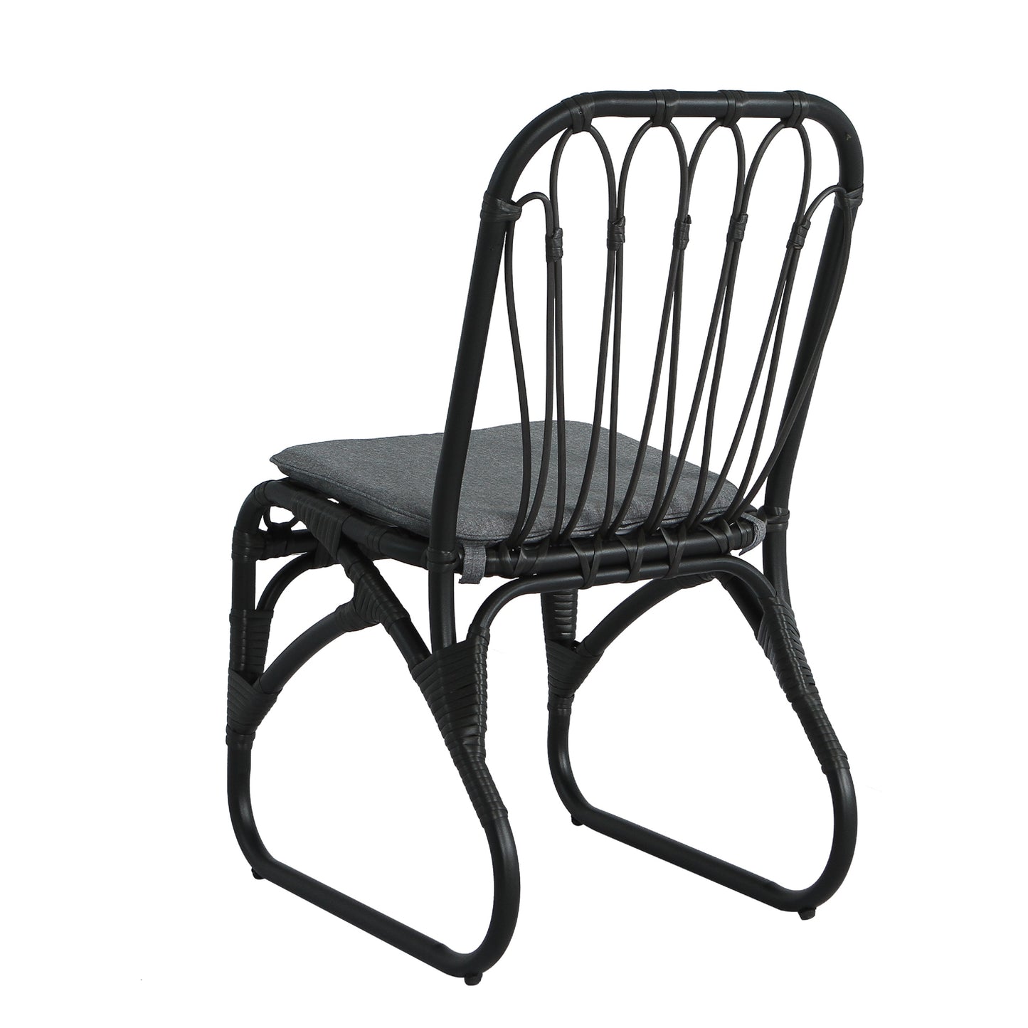Outdoor PE Wicker Dining Chairs with Washable Cushion Set of 2, Outdoor Rattan chairs for Backyard, Poolside, Garden,Patio,Grey