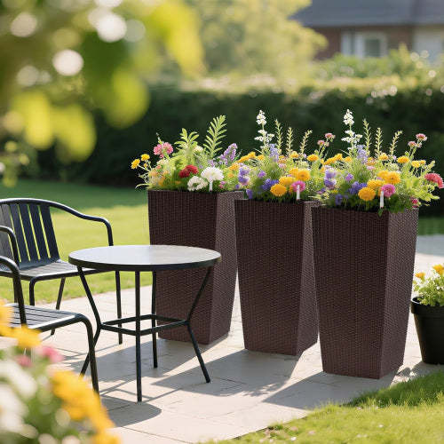 30 in Plastic Flower Pots Planter with Self-Watering Drainage Holes&Inner Trays Outdoor Plant Pot, Water Level Monitor