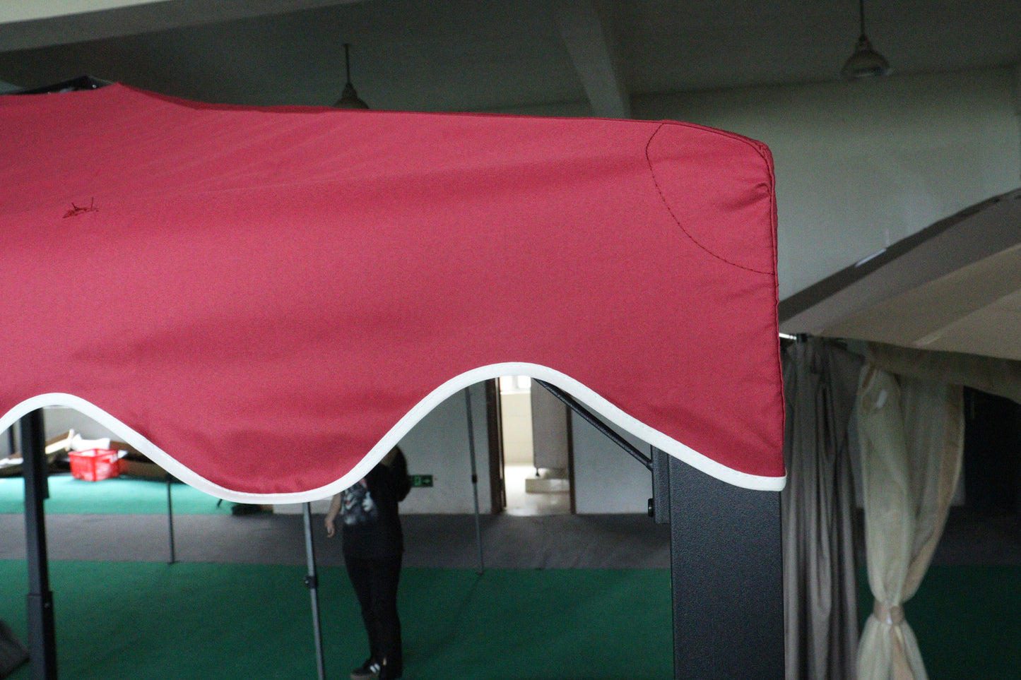 10x10 Ft Outdoor Patio Gazebo Replacement Canopy,Double Tiered Gazebo Tent Roof Top Cover Only wavy border(Frame Not Include)-Red